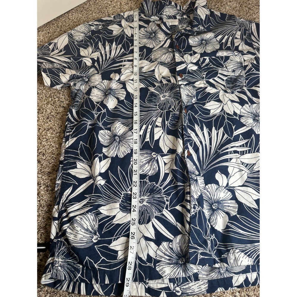 Aeropostale Mens Navy White Floral Tropical Short Sleeve Button Down Shirt Large - Picture 7 of 7
